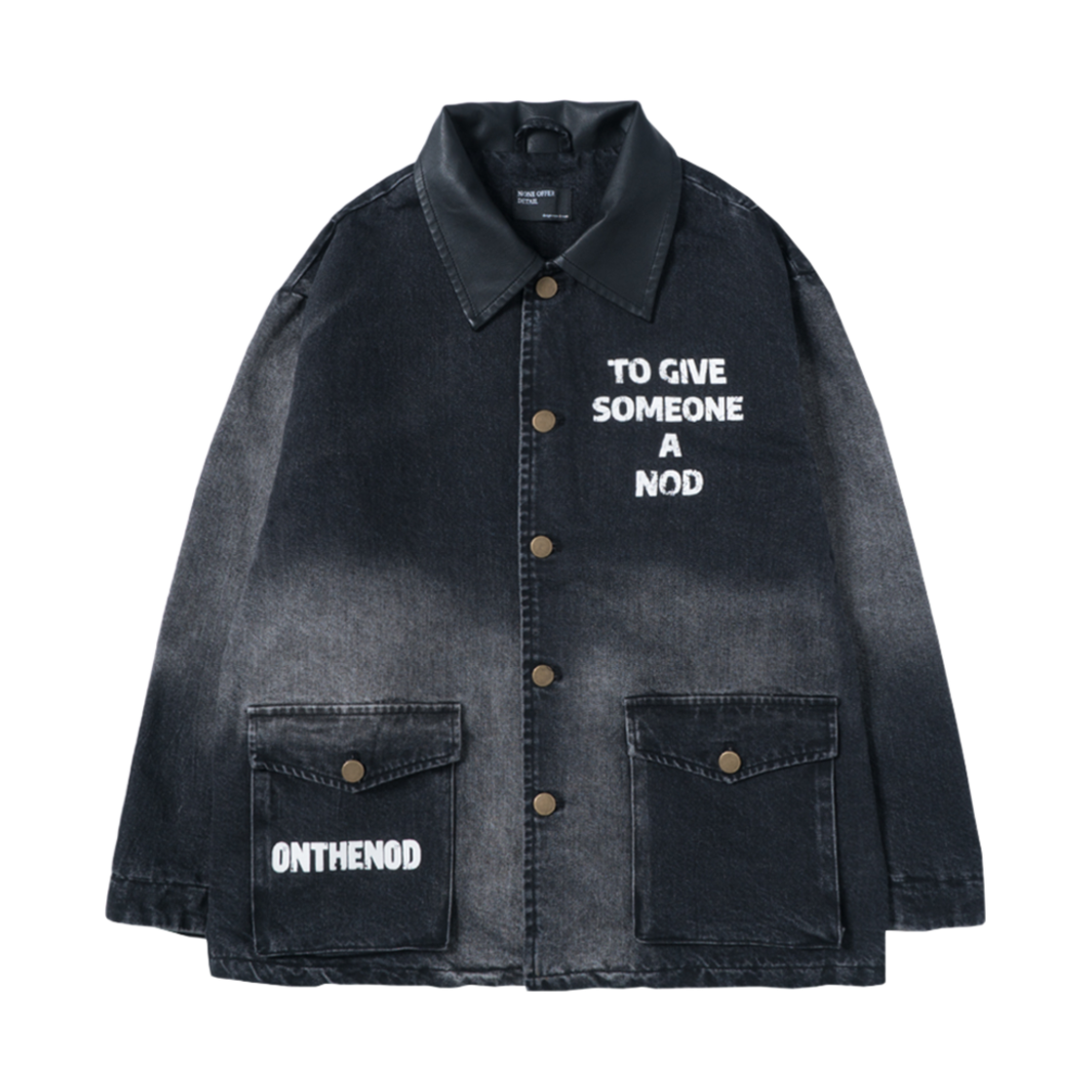 노드 레더 카라 빈티지 자켓 블랙 데님(NOD Leather Collar Vintage Jacket Black Denim)