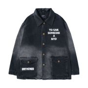 NOD Leather Collar Vintage Jacket Black Denim