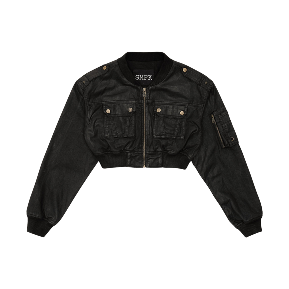 (W) 에스엠에프케이 엔션트 미스 팬서 파일럿 자켓 블랙((W) SMFK Ancient Myth Panther Pilot Jacket Black)