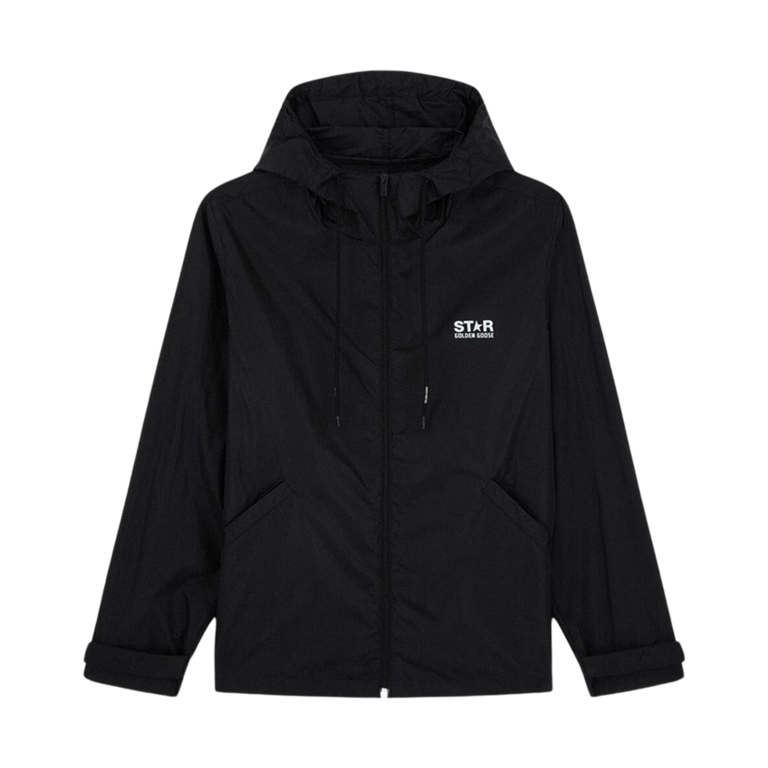 GMP01032-P000596-80203 Golden Goose Contrasting White Logo Star Windbreaker Jacket Black