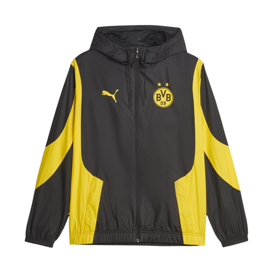 푸마 BVB 보루시아 도르트문트 프리매치 우븐 앤썸 자켓 블랙 옐로우(Puma BVB Borussia Dortmund Prematch Woven Anthem Jacket Black Yellow)