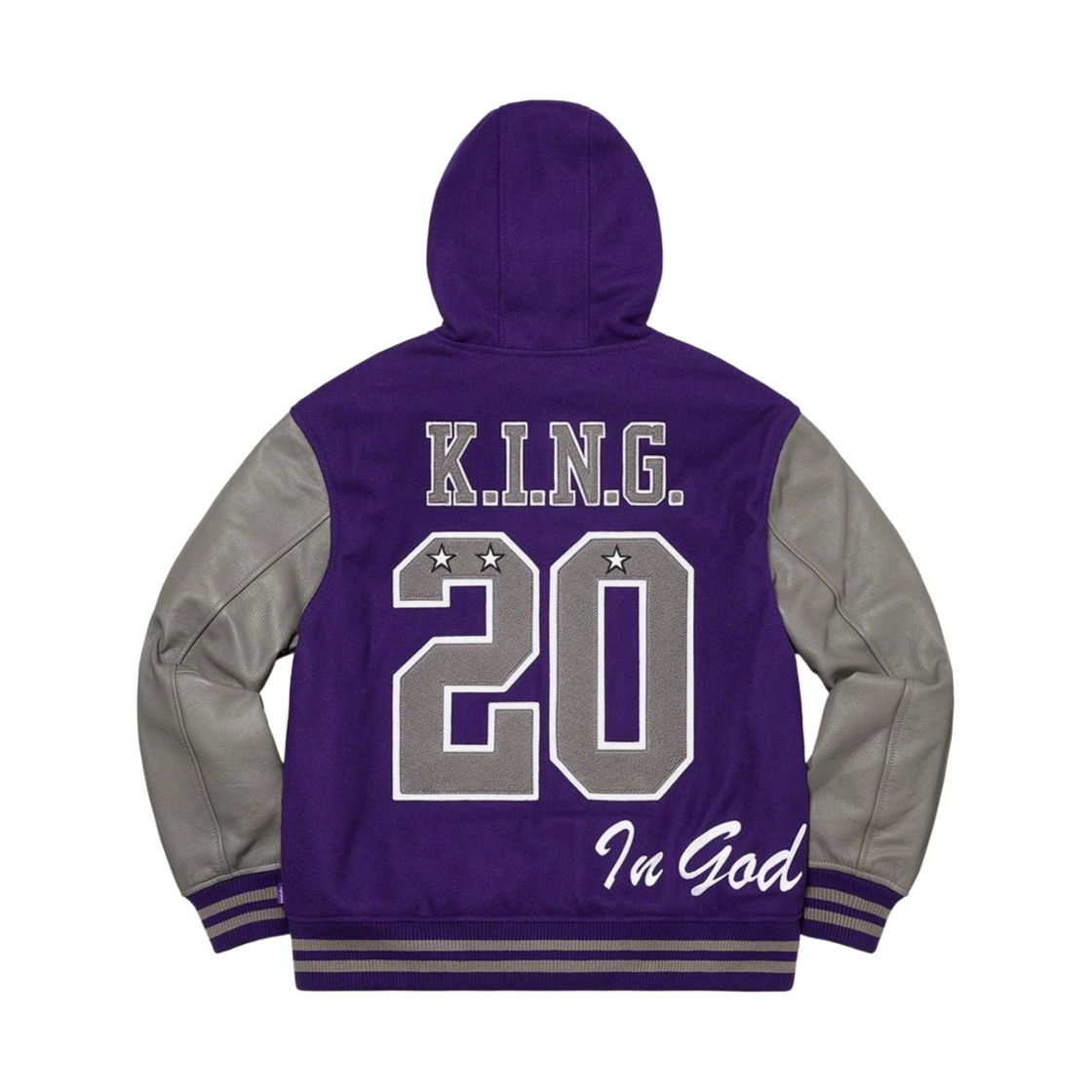 - Supreme King Hooded Varsity Jacket Purple - 20FW - #3