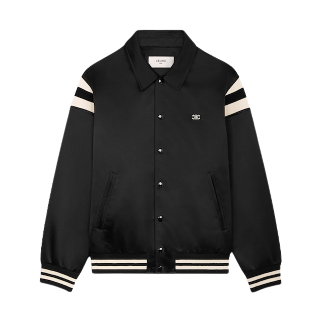 2W88C453Z-38NO Celine Triomphe Teddy Jacket in Satin Black