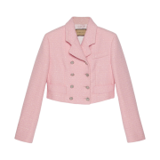 (W) Gucci Cropped Tweed Jacket with Sequins Light Pink