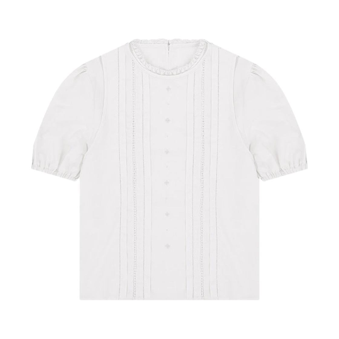 FLETTA-60 FLETTA Double Layered Lace Blouse White