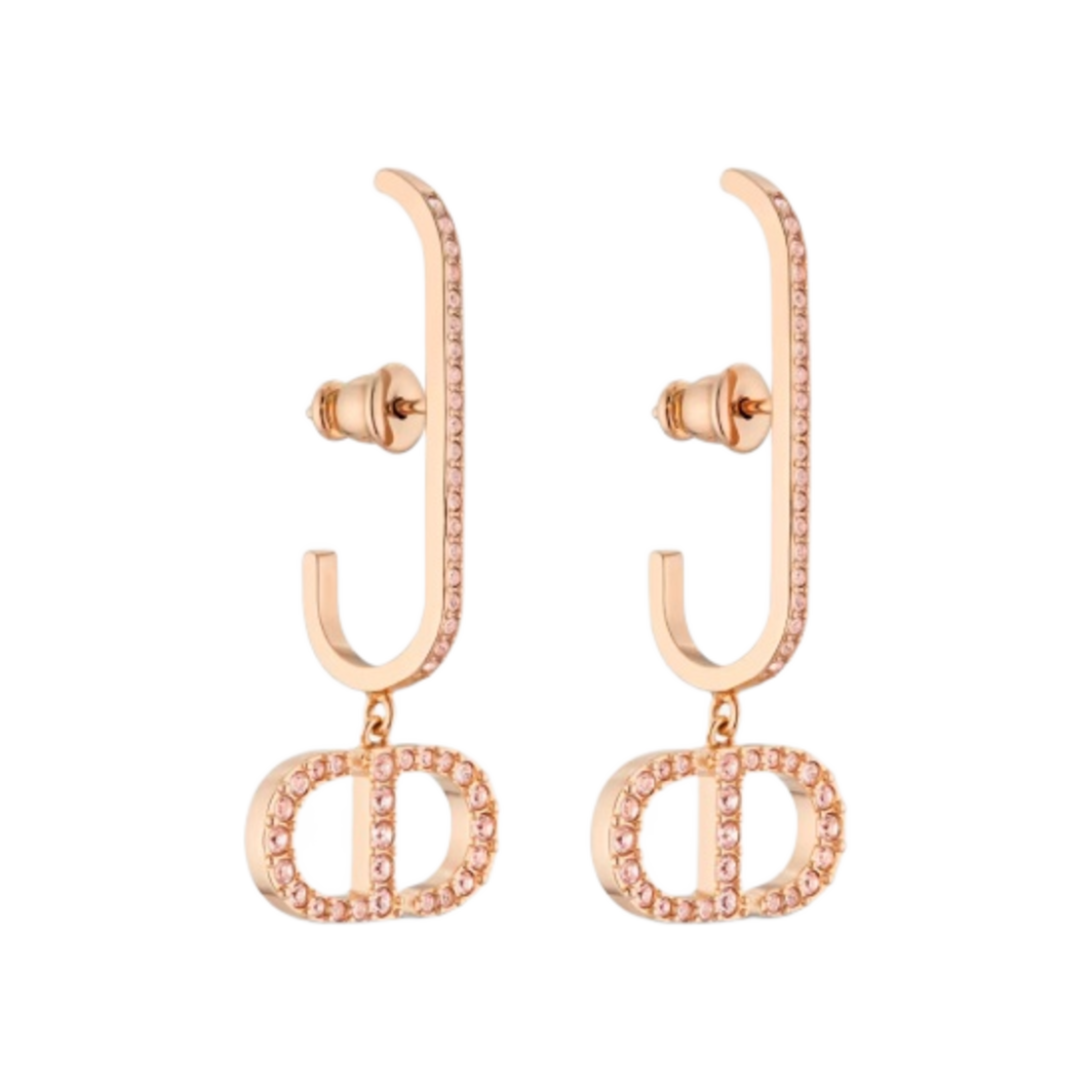 (W) 디올 30 몽테뉴 이어링 핑크 피니쉬 메탈 핑크 크리스탈((W) Dior 30 Montaigne Earrings Pink Finish Metal Pink Crystals) - 1