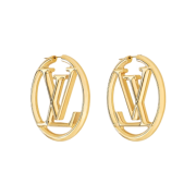 (W) Louis Vuitton Louise Hoop Earrings Gold