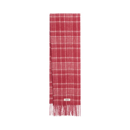 236AC572-5087-4AT Jacquemus L’echarpe Carro Le Chouchou Jacquard Check Scarf Dark Red