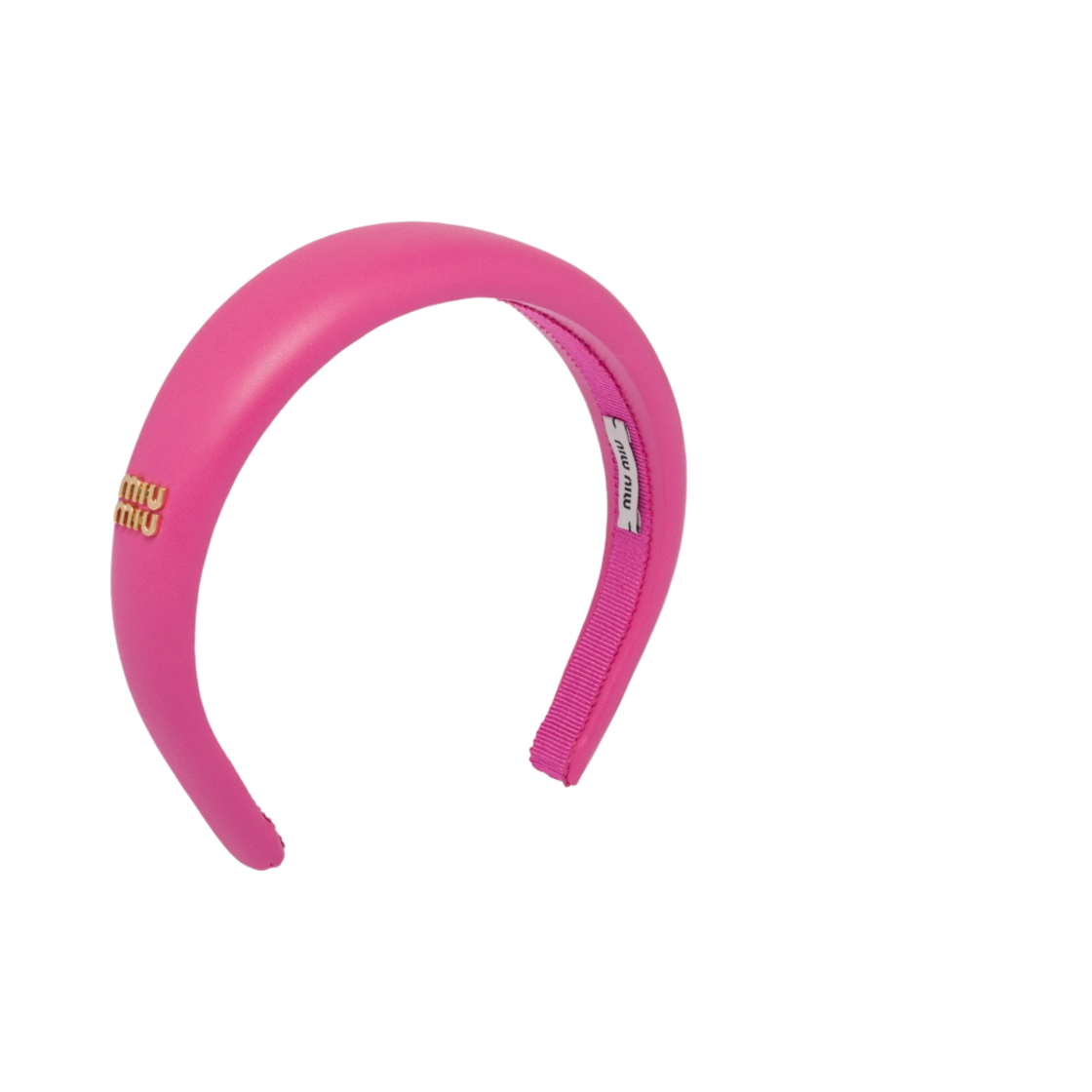 (W) 미우 미우 나파 가죽 헤드밴드 푸시아((W) Miu Miu Nappa Leather Headband Fuchsia) - 1
