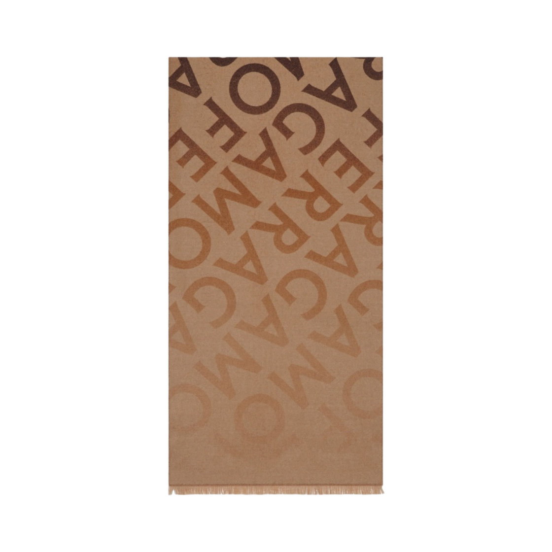 (W) 페라가모 레터링 더블 스카프 블랙 카멜 베이지((W) Ferragamo Double Scarf with Lettering Black Camel Beige) - 2