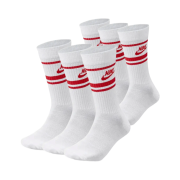 Nike NSW Everyday Essential Crew Socks White University Red (Bundle of 2 x 3 Packs/Korean Ver.)