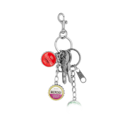 Balenciaga Charm Keychain Bottle Caps Silver Multicolor