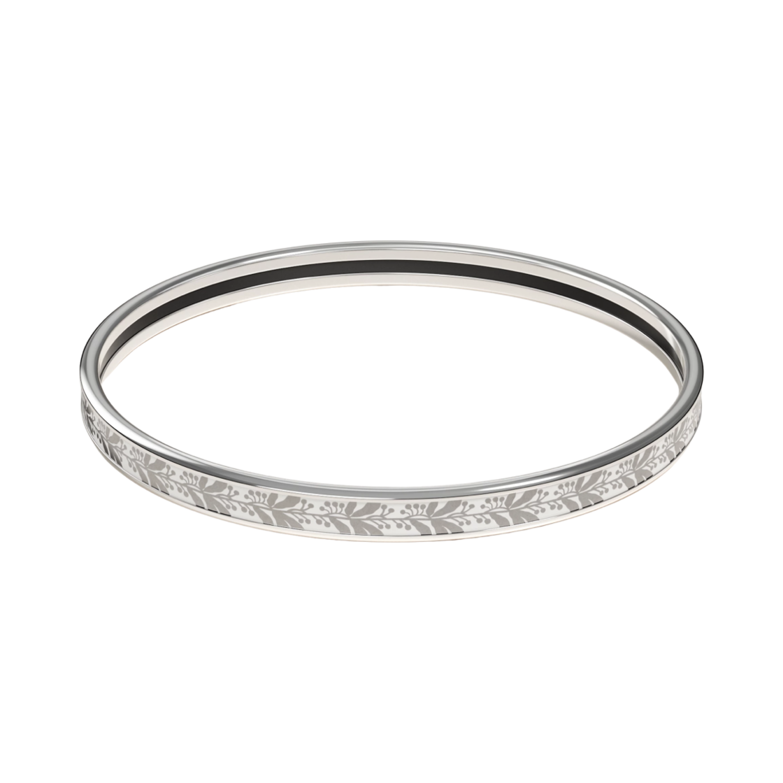 (W) 에르메스 포스트 에 카발리에 뱅글 팔라듐 하드웨어 & 오르페브르 블랑 플래틴 블랑((W) Hermes Poste Et Cavalerie Bangle Palladium & Orfevre Blanc Platine Blanc) - 1