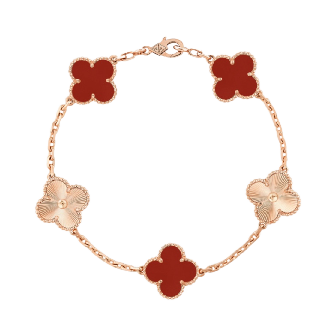 (W) 반 클리프 & 아펠 빈티지 알함브라 브레이슬릿 5 모티브 로즈 골드 커넬리언((W) Van Cleef & Arpels Vintage Alhambra Bracelet 5 Motifs Rose Gold Carnelian)
