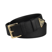 (W) Prada Triangle Logo Saffiano Belt Black