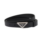 (W) Prada Saffiano Leather Belt Black