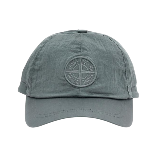 811599576-V0066 Stone Island 99576 Nylon Logo Ball Cap Grey Green - 24FW