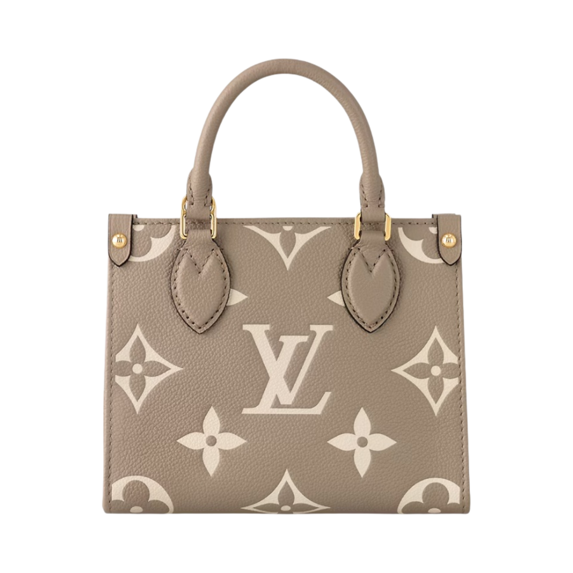 M47054 Louis Vuitton Onthego BB Bicolor Monogram Empreinte Leather Dove Grey Creme