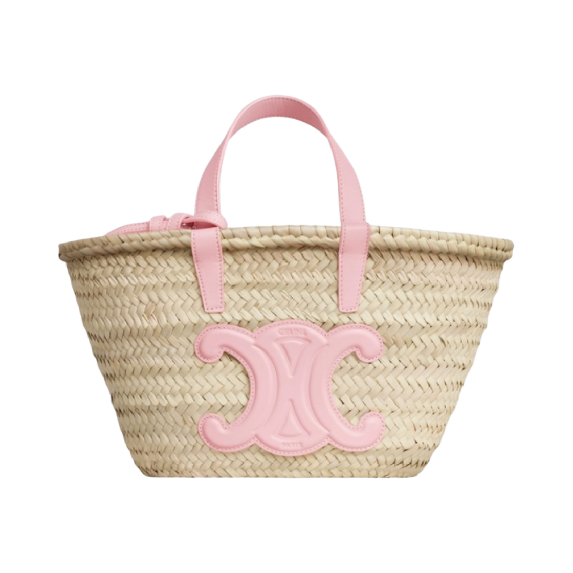 셀린느 라피아 & 카프스킨 틴 트리옹프 셀린느 클래식 파니에 핑크(Celine Teen Triomphe Celine Classic Panier in Palm Leaves and Calfskin Pink) - 1
