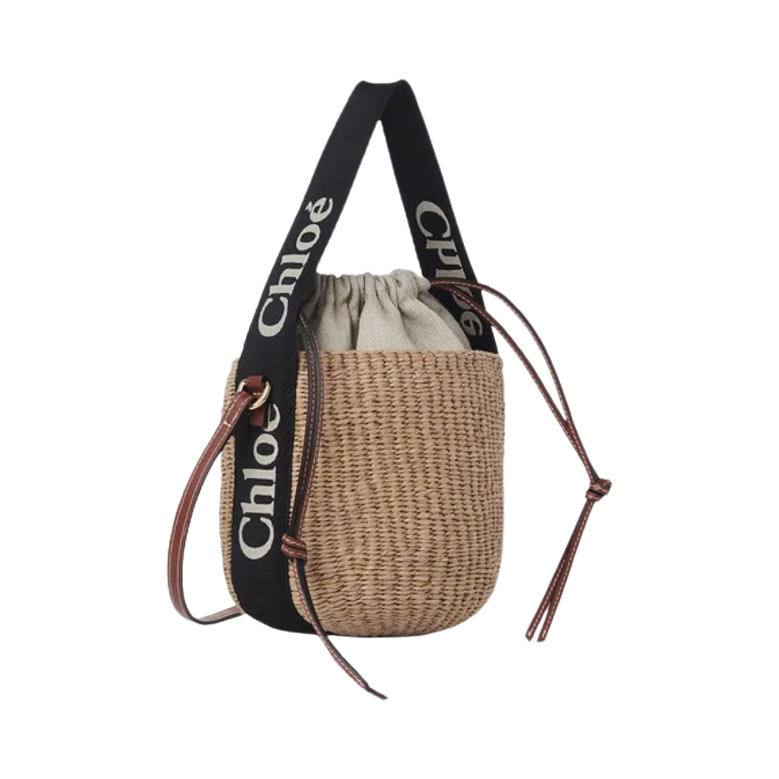 끌로에 스몰 우디 베스킷백 블랙 베이지(Chloe Small Woody Basket Bag Black Beige)