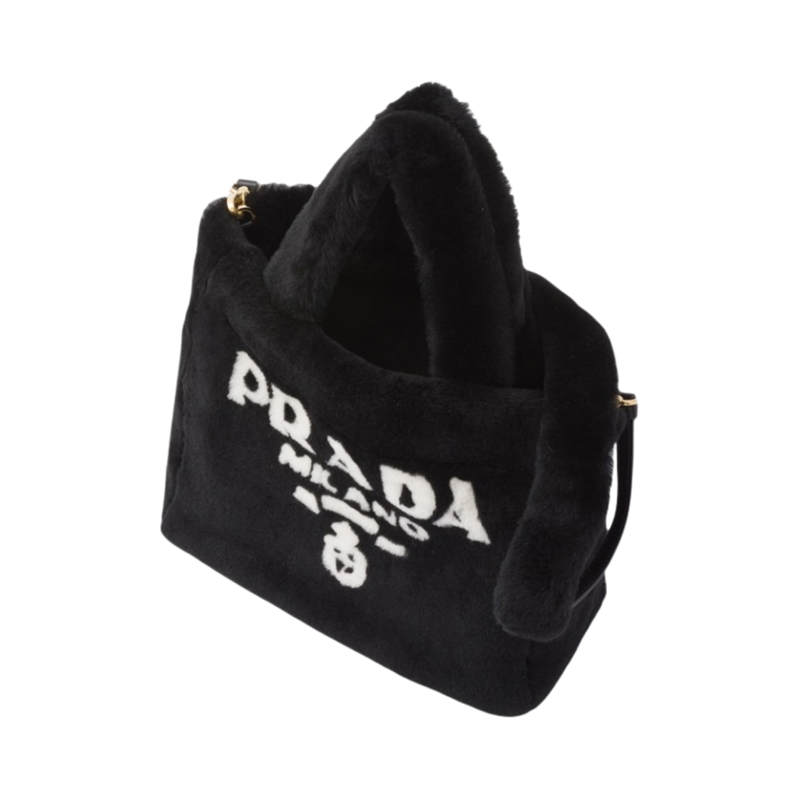프라다 셔링 토트백 블랙 화이트(Prada Shearling Tote Black White) - 2