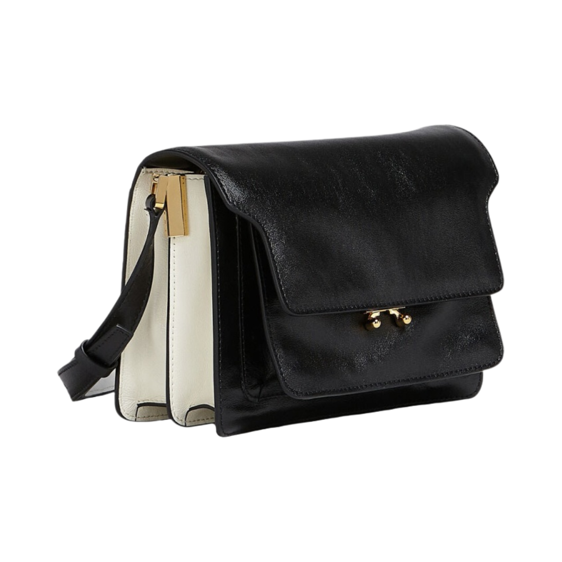 마르니 레더 소프트 미디움 트렁크백 블랙 라임 스톤(Marni Leather Soft Medium Trunk Bag Black Lime Stone) - 2
