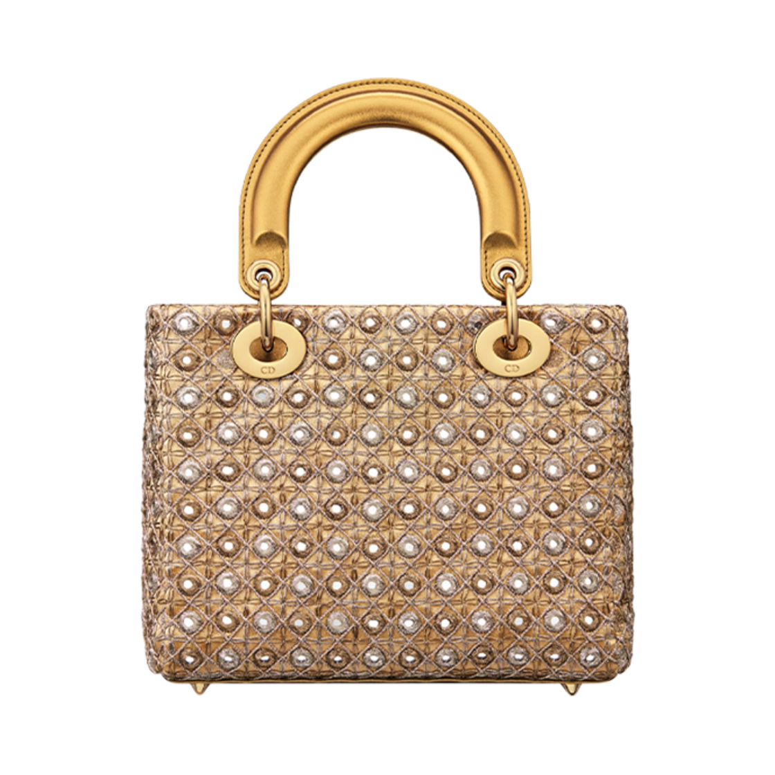 디올 스몰 레이디 백 사틴 미러 메탈릭 골드 톤 쓰레드 플라워(Dior Small Lady Bag Satin Mirrors Metallic Gold Tone Thread Flowers) - 2