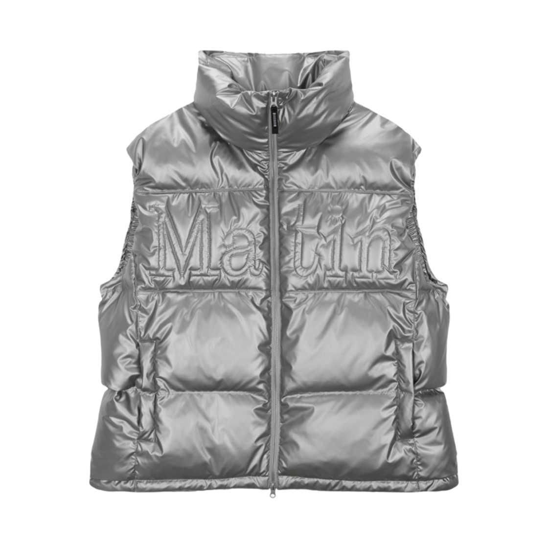 마뗑킴 빅 로고 포인트 다운 베스트 실버(Matin Kim Big Logo Point Down Vest Silver)