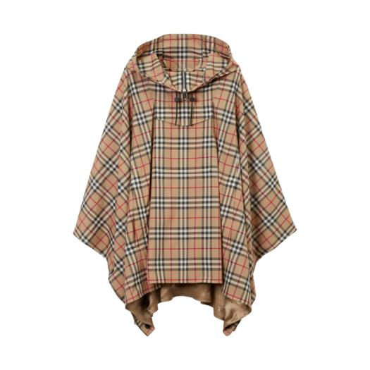 Burberry Check Hooded Poncho Archive Beige