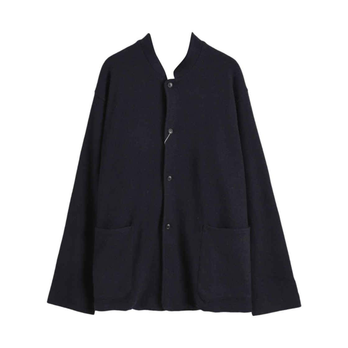 코모리 캐시미어 스탠드 칼라 니트 자켓 네이비 - 24AW(Comoli Cashmere Stand Collar Knit Jacket Navy - 24AW)
