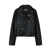 (W) Bohemian Seoul Two Zipper Fitted Rider Jacket Black