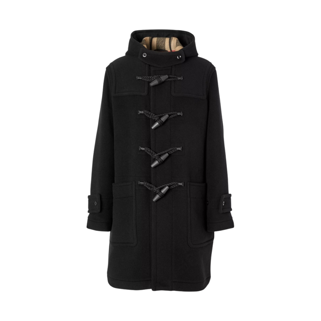 버버리 이그재저레이트 체크 테크니컬 울 더플 코트 블랙