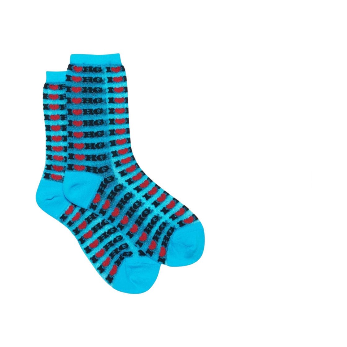 (W) 히스테릭 글래머 아이 러브 HG 시어 삭스 블루((W) Hysteric Glamour I Love HG Sheer Socks Blue) - 2