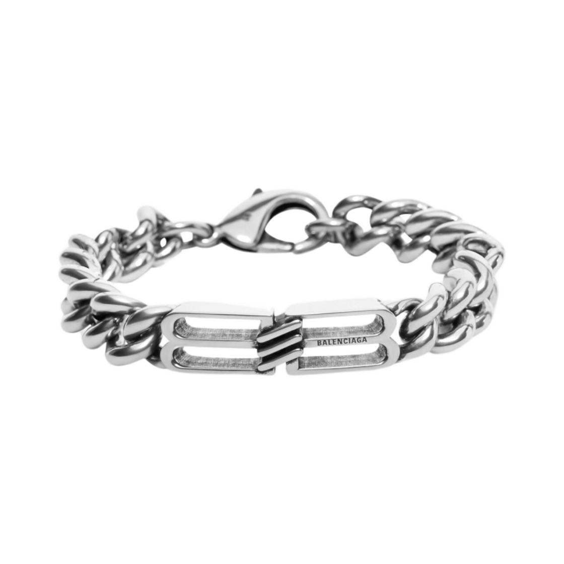 718493TZ99I0911 Balenciaga BB Icon Gourmette Bracelet Antique Silver