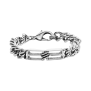Balenciaga BB Icon Gourmette Bracelet Antique Silver