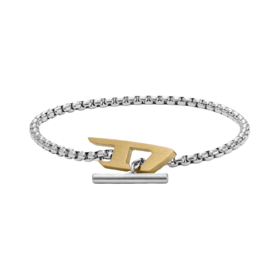 디젤 Dx1377 투톤 스테인리스 스틸 체인 브레이슬릿 실버(Diesel Dx1377 Two-Tone Stainless Steel Chain Bracelet Silver)