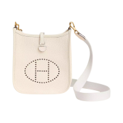 Hermes Evelyne 16 Amazone Bag Clemence & Gold Craie Blanc