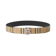 Burberry Reversible Monogram Motif Vintage Check Belt Archive Beige Palladium