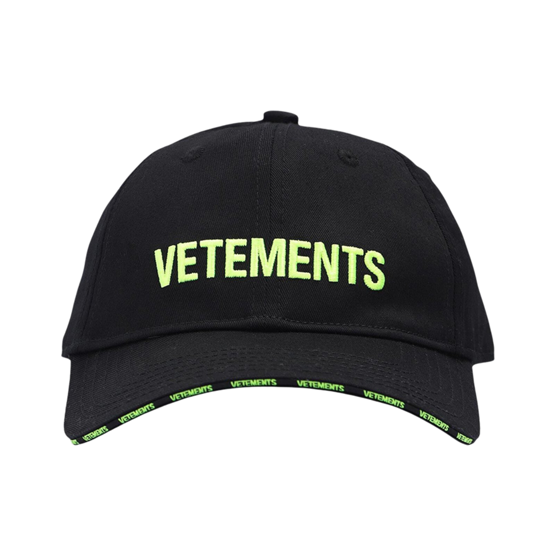 UE52CA100X Vetements Iconic Logo Cap Black Neon Yellow