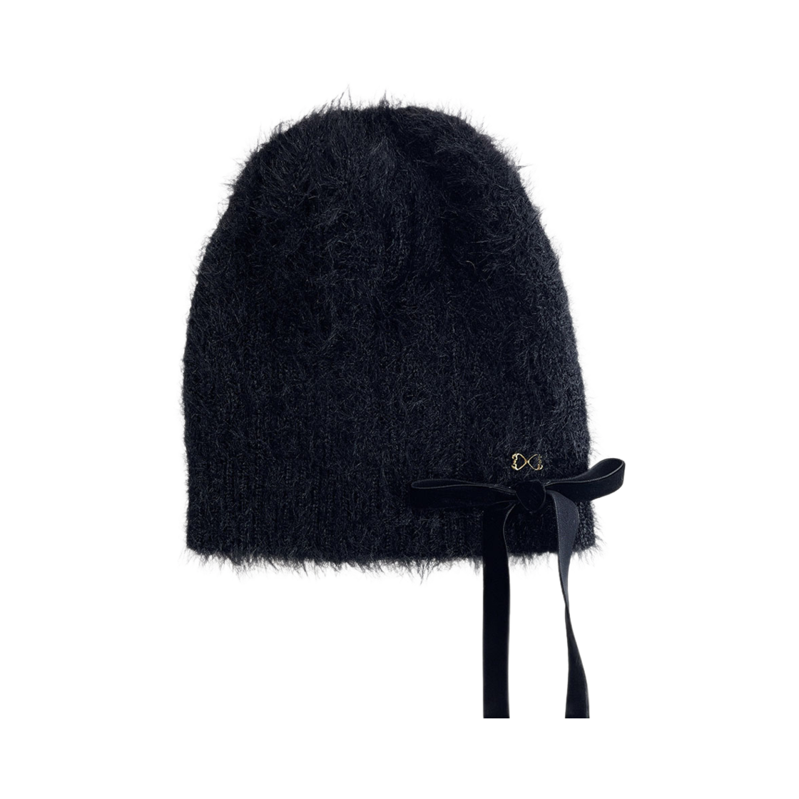 L244MCPG02 lovememonster Pretty Angel Ribbon Beanie Black