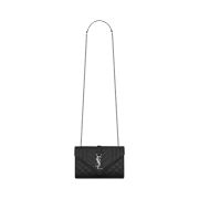 Saint Laurent Envelope Small Bag in Mix Matelasse Grain de Poudre Embossed Leather Black