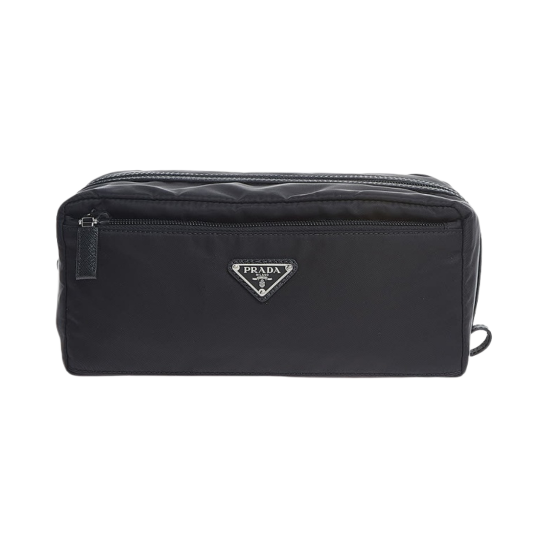 프라다 리나일론 앤 사피아노 레더 트래블 파우치 블랙(Prada Re-Nylon and Saffiano Leather Travel Pouch Black)