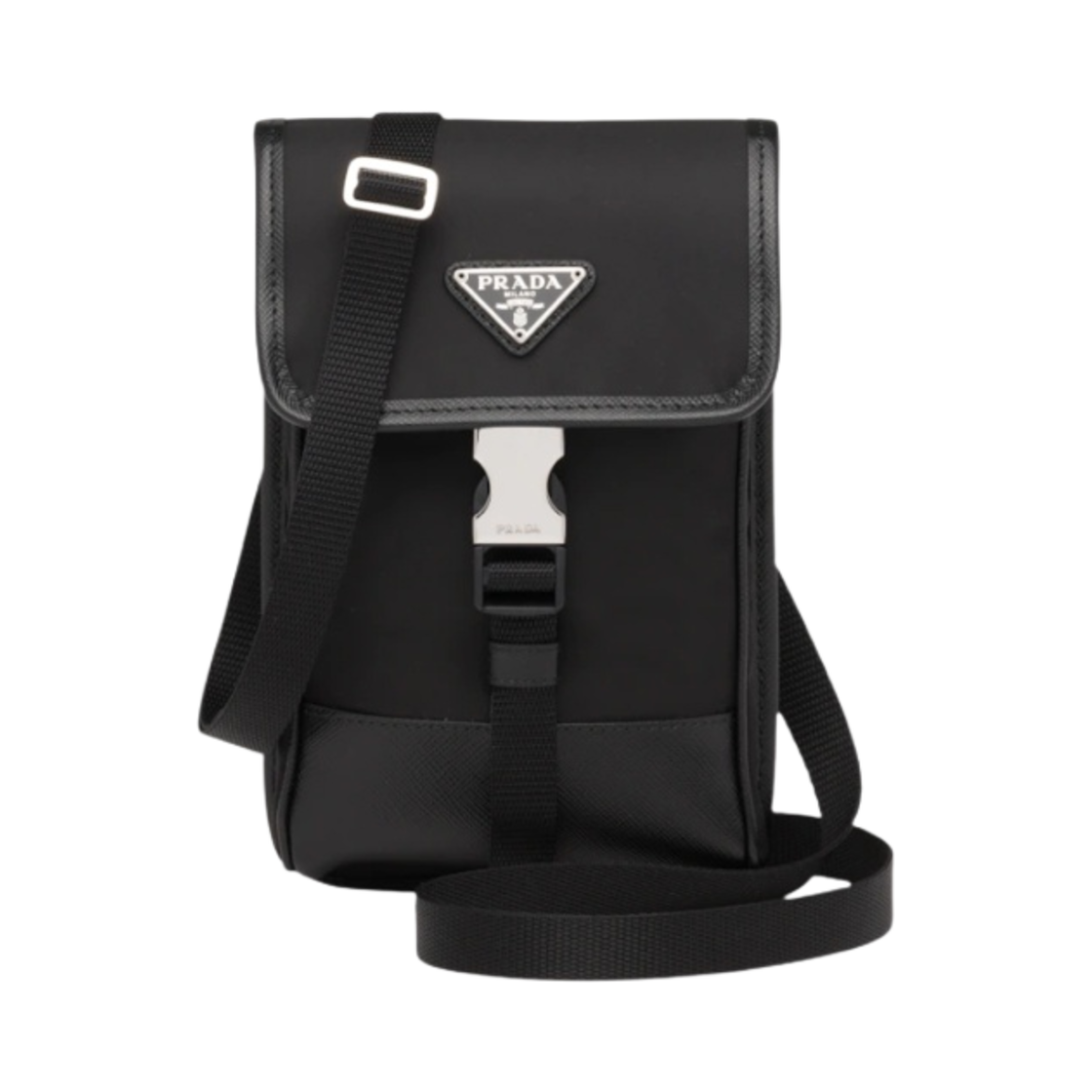 프라다 리나일론 앤 사피아노 레더 스마트폰 케이스 블랙(Prada Re-Nylon and Saffiano Leather Smartphone Case Black)