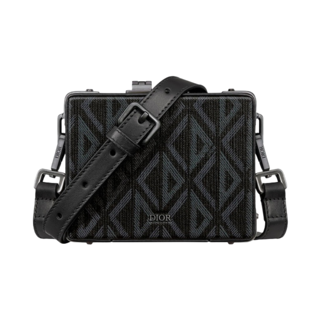 디올 락 마이크로 케이스 블랙 CD 다이아몬드 캔버스 스무스 카프스킨(Dior Lock Micro Case Black CD Diamond Canvas Smooth Calfskin) - 1