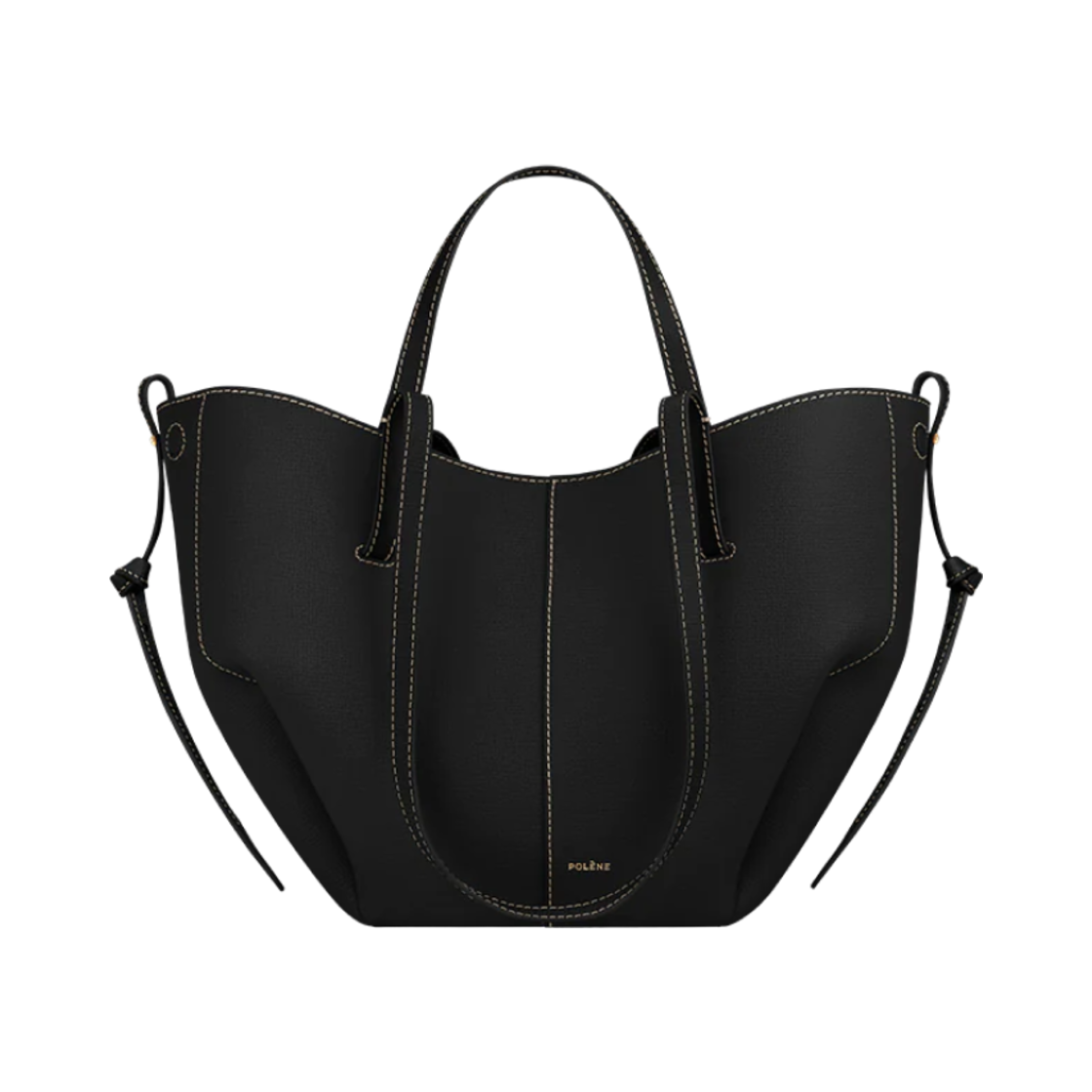 BHB0018MGRBK701/BHB0099MGRBK701 Polene Cyme Mini Black with Ecru Stitching