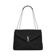 Saint Laurent Silver Monogram Loulou Medium Bag in Matelasse Y Leather Black