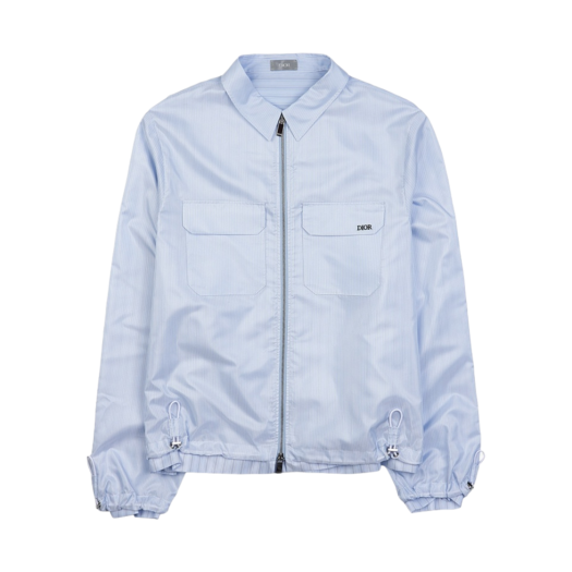 Dior Zipped Blouson Striped Technical Canvas Blue