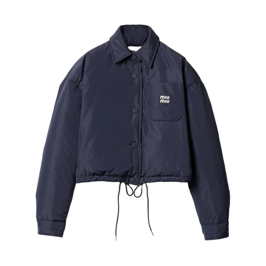 ML954-13FM-F0008 (W) Miu Miu Technical Ponge Crop Down Jacket Blue