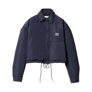 (W) Miu Miu Technical Ponge Crop Down Jacket Blue