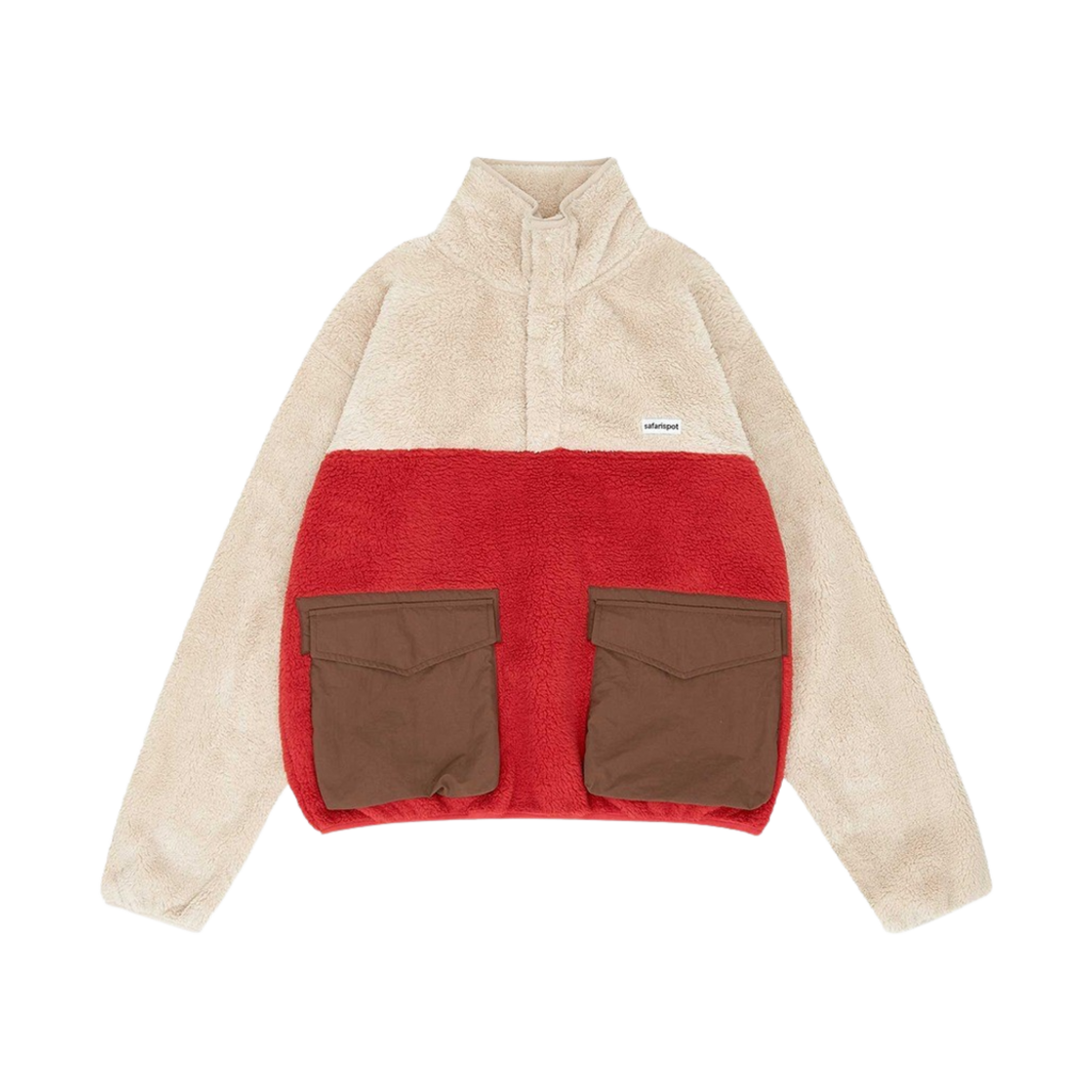 사파리스팟 포켓 하프 스냅 풀오버 베이지 레드 브라운(Safarispot Pocket Half Snap Pullover Beige Red Brown) - 1